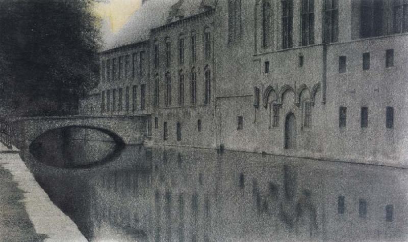Fernand Khnopff memory of Flanders A canal Germany oil painting art